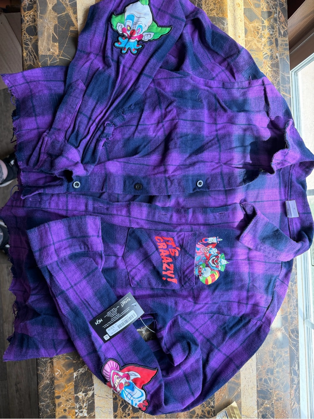 Cropped Killer Clowns from Outer space Button-Up Shirt Jacket with Clown Patches